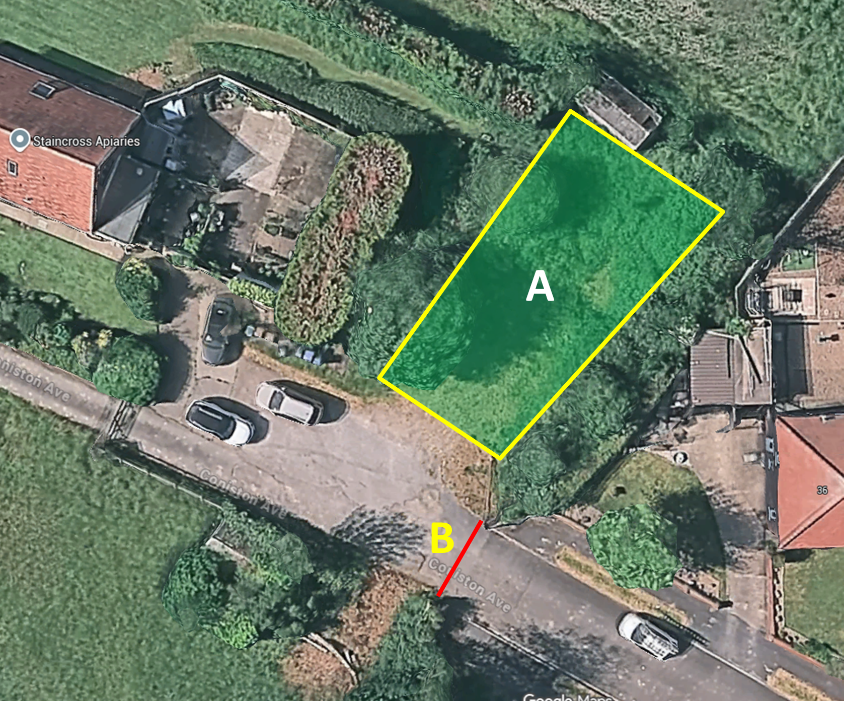 Site map showing points A and B