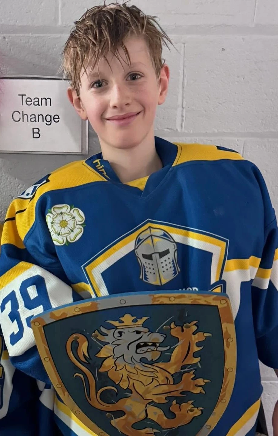 Isaac Barraclough in his goaltending kit